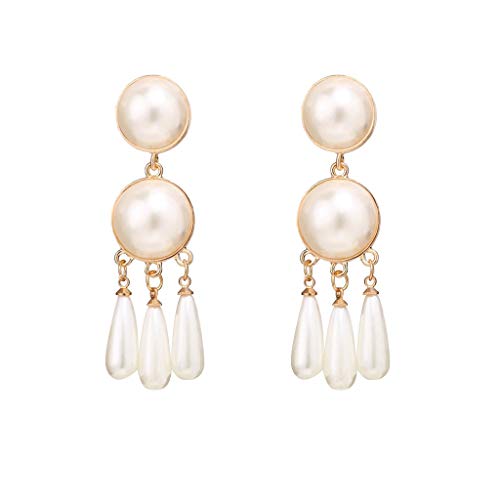 Exaggerated Pearl Circle Earrings for Women - Trendy Big Fashion Statement Earrings - White One Size - Perfect for Parties, Weddings, and Everyday Elegant Style