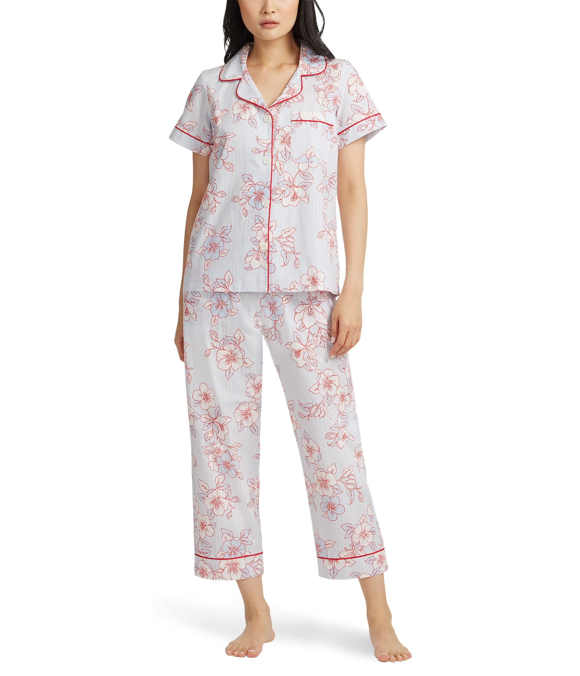 BedHead Pajamas Women's Short Sleeve Cropped Pajama Set - Soft Sleepwear for Lounge & Vacation