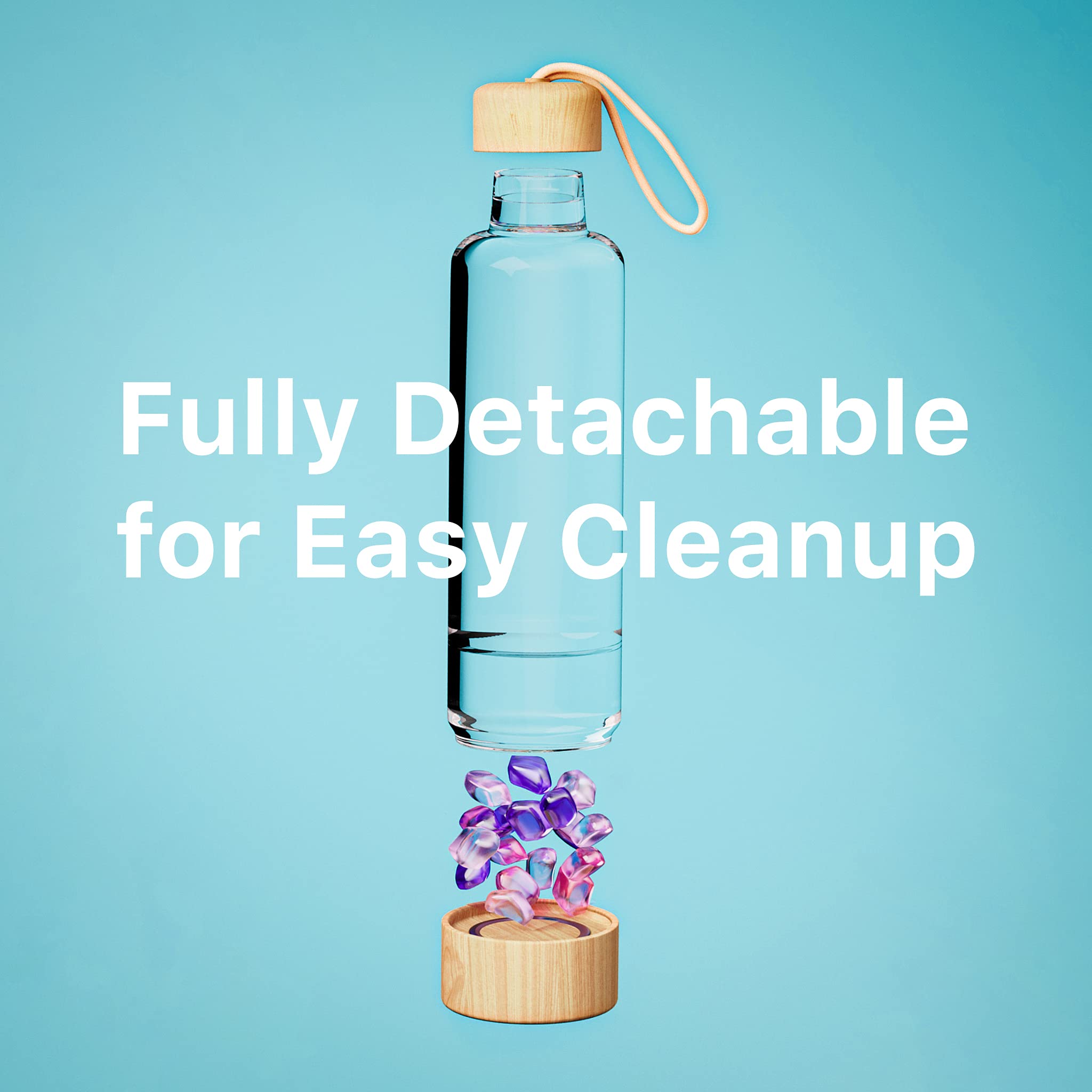 Healing Water Bottle with Mixed Gemstones - Crystal Infused Glass Bottle for Positive Energy & Wellness - Perfect for Yoga, Meditation & Daily Hydration