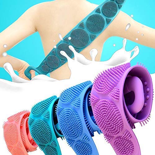 D.B.Z. Pack of 2 Silicone Back Scrubber Bath Belt - Double-Sided Exfoliating & Massage Shower Brush for Men & Women, Removes Dead Skin - Perfect for Deep Cleaning & Relaxation in Bath or Shower (Multicolor)