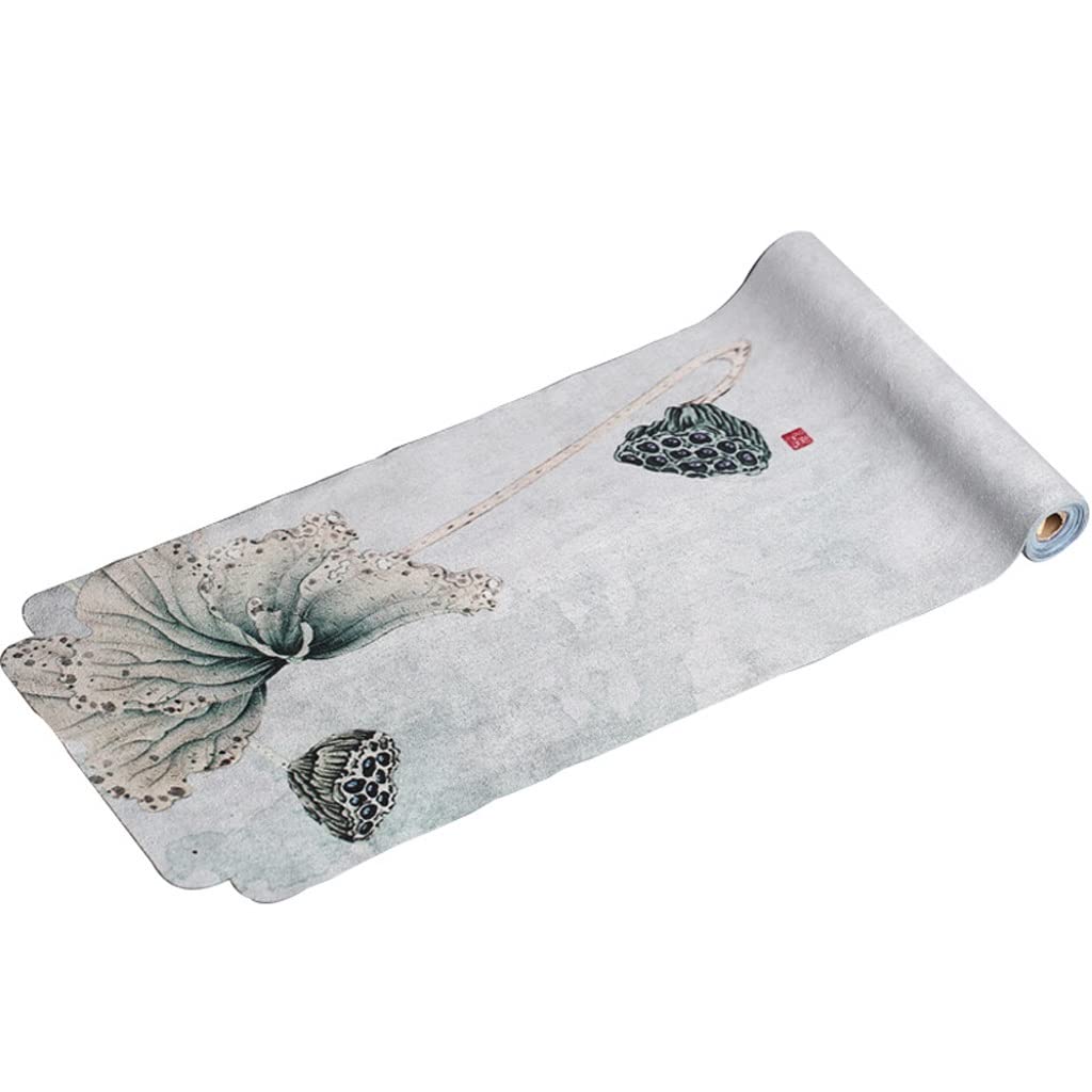 XIULAIQ Cotton Linen Tea Table Mat - Handmade Lotus Design Suede Tea Towel for Drying & Decorating - Perfect for Tea Ceremony, Coffee Table, Dining Table & Kitchen Decor (Color A, One Size)