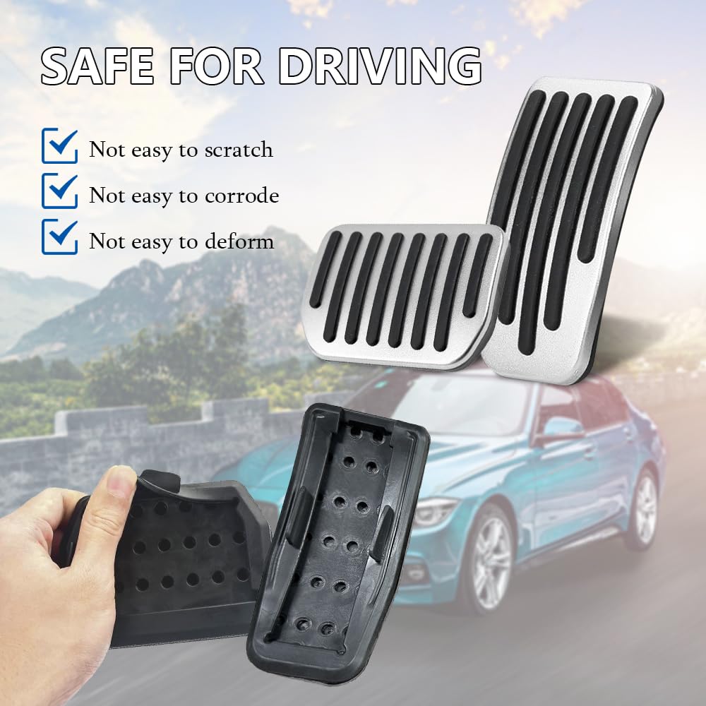 Non-Slip Aluminum Car Pedal Covers for Tesla Model 3/Y - Silver | Auto Performance Accessories