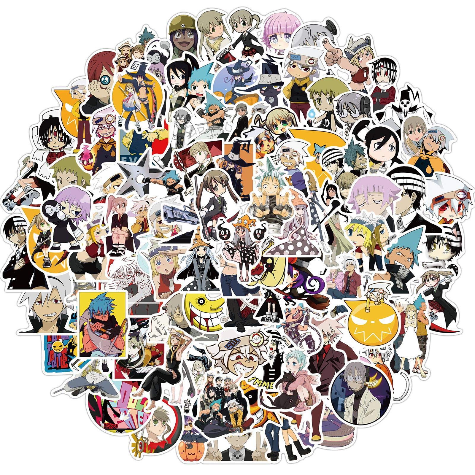 100 Pcs Soul Eater Anime Stickers - Waterproof Vinyl Decals for Water Bottles, Laptops, Cars, Bikes & Backpacks - Perfect for Kids, Teens & Anime Fans - Great for DIY Crafts, School Supplies & Gift Giving
