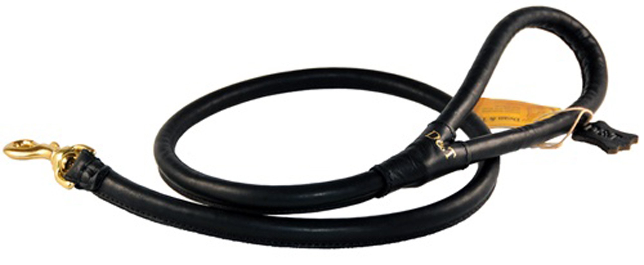 Dean and Tyler Tamed Beauty Rolled Leather Dog Leash - 2 Feet Long, 1/2 Inch Wide - Black with Solid Brass Hardware & Comfort Handle | Perfect for Small Dogs, Puppies, and Fashionable Pet Owners for Daily Walks & Outdoor Adventures