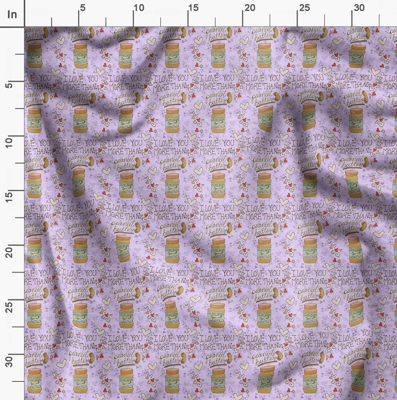 Soimoi 42 Inch Wide Purple Polyester Crepe Fabric by The Yard - Nutty Peanut Butter Food Print Material for DIY Crafts, Sewing, Quilting & Home Decor Projects - Playful Textured Design for Creative Sewing & Fashion Accessories