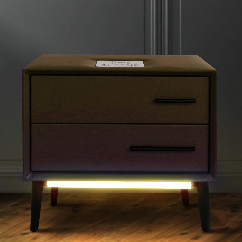 ALYA™ SMART Bluetooth Bedside Table - Wireless Charging Nightstand with LED Lights, USB Ports & Adjustable Shelf - Perfect for Bedroom, Dorm Room & Small Spaces
