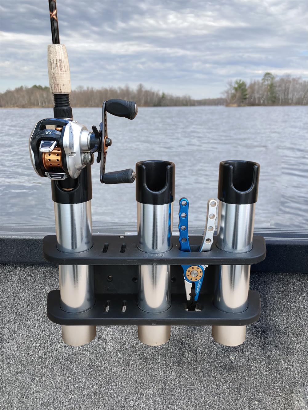 Brocraft 3-Rod Storage System for Alumacraft & AlumaTrac Boats - Heavy Duty Fishing Rod Holder Bracket - Perfect for Trolling, Bass Fishing & Offshore Angling