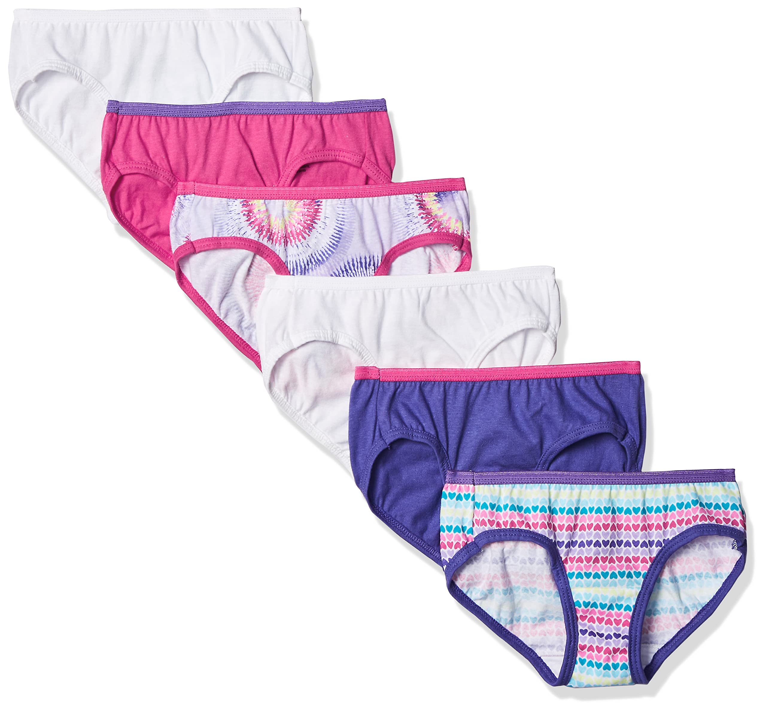 Hanes Girls' 100% Cotton 6-Pack Tagless Hipster Panties - Soft Breathable Underwear for Everyday Comfort & Playtime