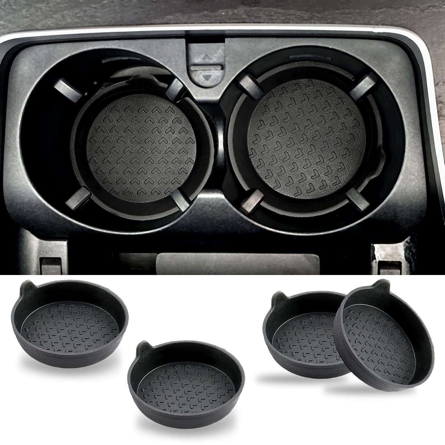 Yonwait 4-Pack Silicone Car Cup Holders - Non-Slip Universal Car Coasters with Recessed Design for Secure Drink Placement - Perfect for Cars, Trucks & SUVs (Arrows Black) - Ideal for Road Trips, Commuting & Daily Driving