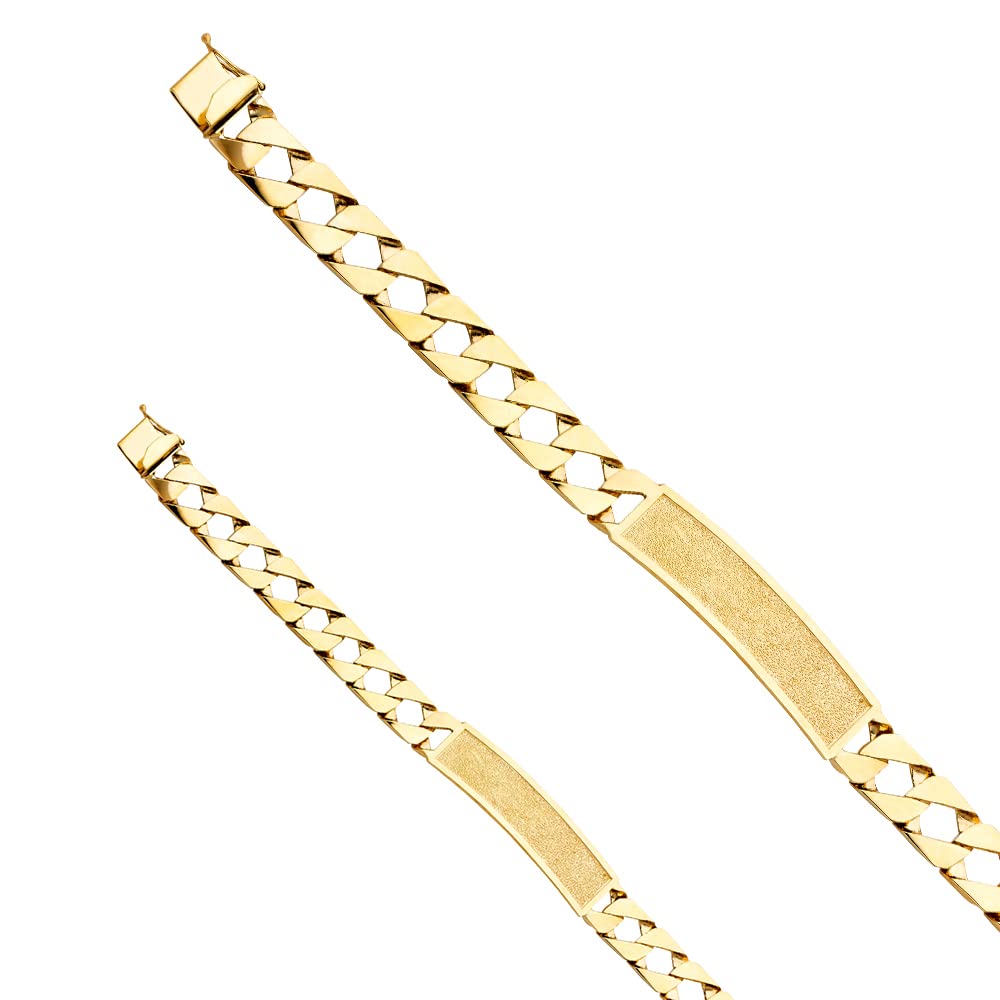 14K Yellow Gold Cuban Link ID Bracelet - 8.5