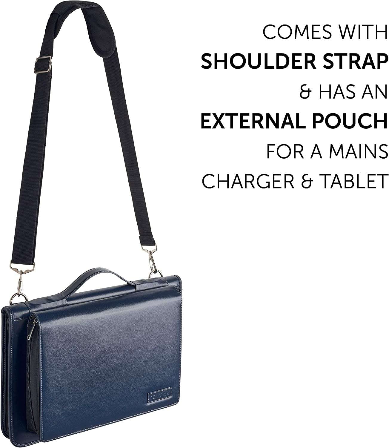 Broonel Genuine Blue Leather Laptop Messenger Bag for LG gram 16Z90Q - 16 Inch Business Laptop Briefcase - Perfect for Work, Travel & School Commute