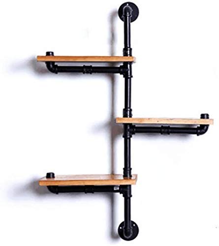 JHSHENGSHI 3-Tier Wall Mounted Storage Shelf - Metal & Wood Floating Shelves for Bedroom, Living Room, Office - Space Saving Bookshelf, Display Rack for Home Organization (Perfect for Storing Books, Decor, Plants & More)