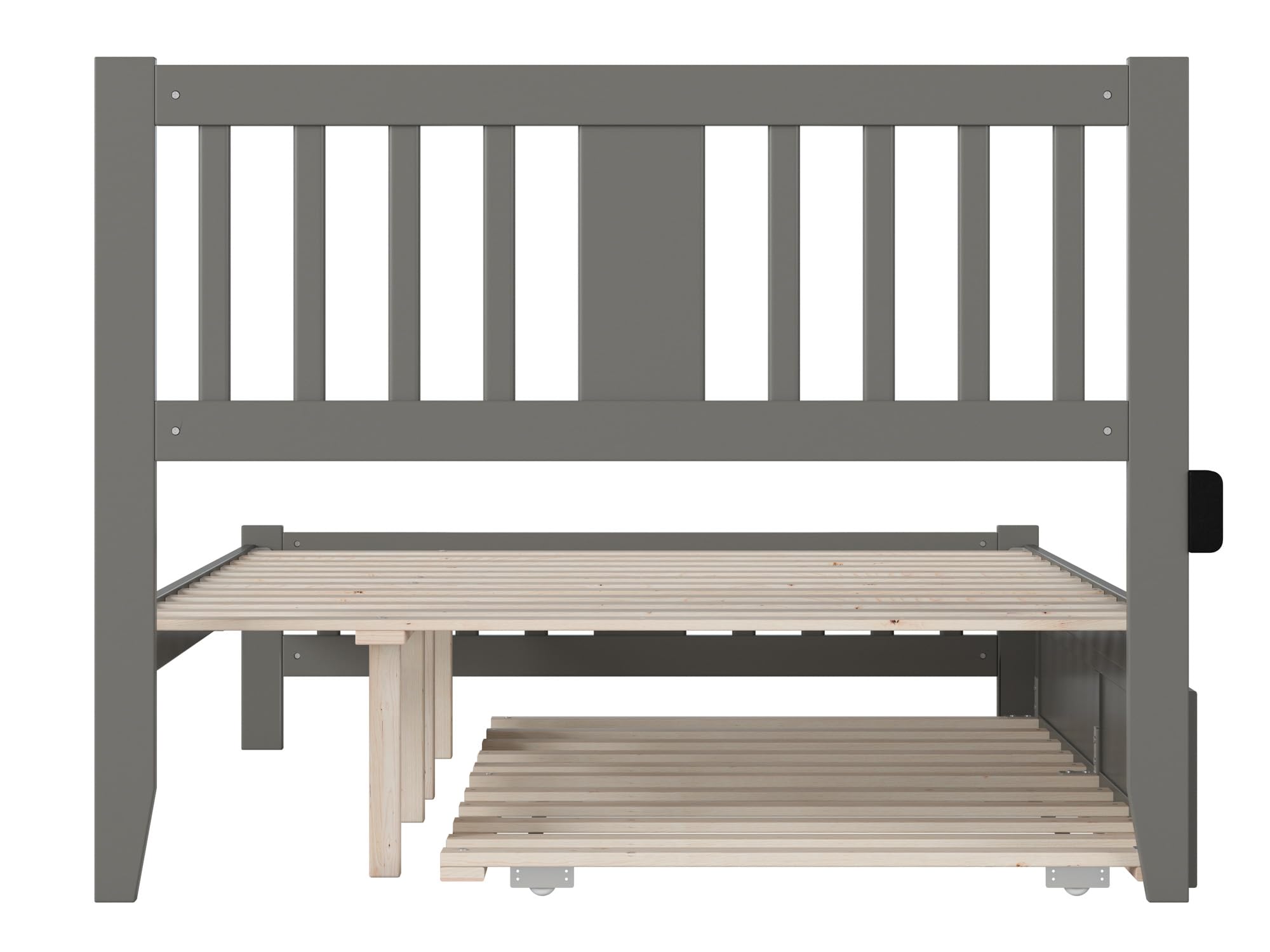 AFI Tahoe Full Size Platform Bed with Footboard & Twin Trundle in Grey - Modern Wooden Bed Frame for Guest Room, Kids Room or Small Space - Perfect for Sleepovers and Space Saving Solutions
