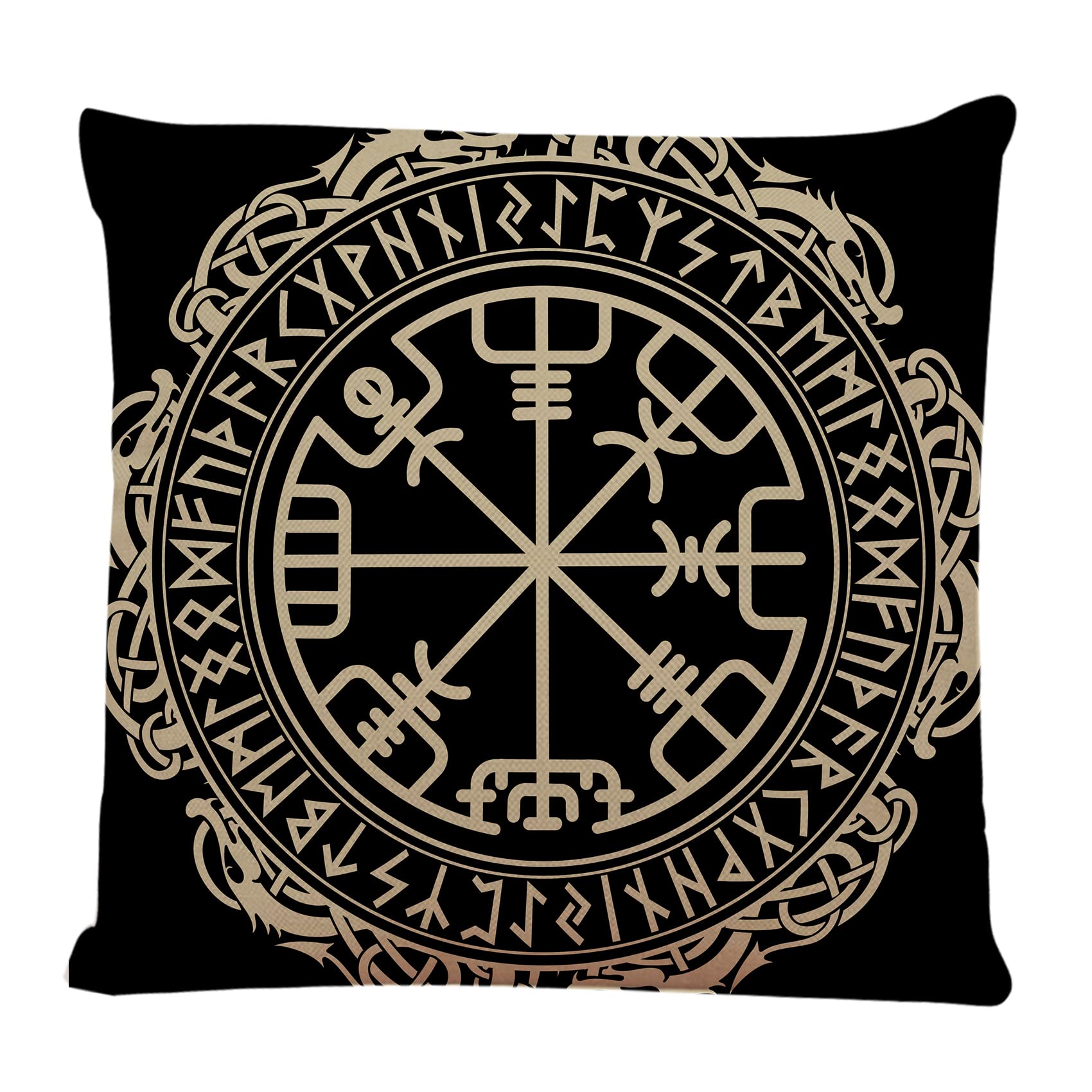 Ofocam 18x18 Inch Decorative Square Throw Pillow Covers - Black Celtic Viking Design for Couch, Sofa & Bed - Premium Cushion Cases for Home Decor, Living Room & Bedroom Accents