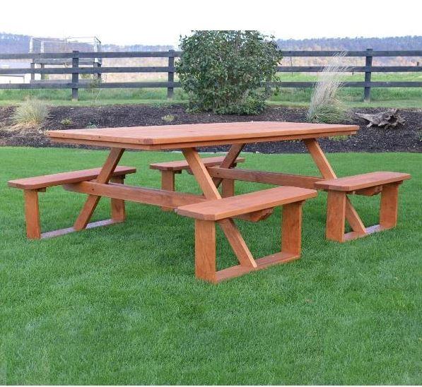 A & L Furniture 8 Foot Walk In Dining Table with Free 2 Umbrella Holes - Perfect for Outdoor Patio, Backyard, and Poolside Gatherings