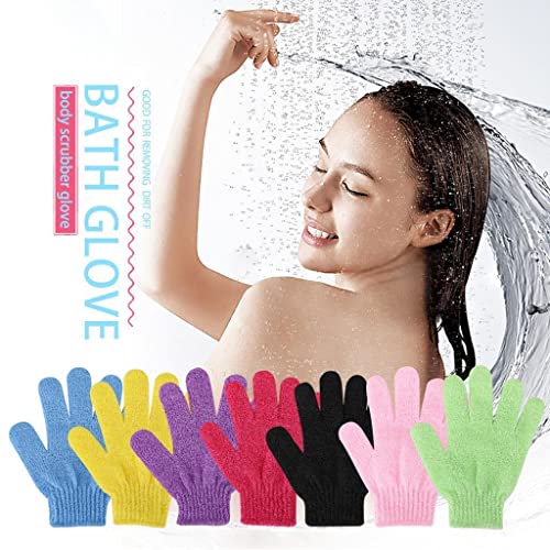 GAH 7-Piece Exfoliating Shower Gloves Set - Spa Quality Bath Mitts for Deep Skin Cleansing & Body Scrub - Perfect for Home Spa, Massage & Dead Skin Removal