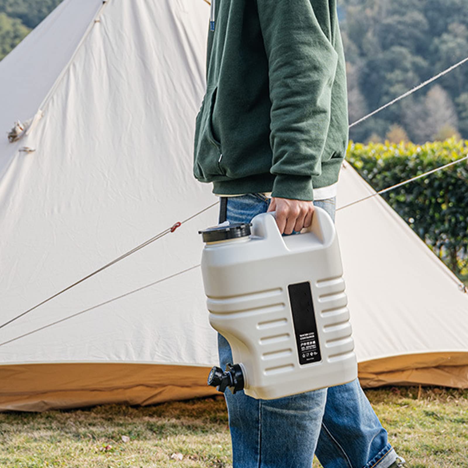 12L Portable Outdoor Camping Water Storage Bucket - Square PE Emergency Water Tank with Faucet for Camping, Hiking, RV Travel & Home Emergency Preparedness