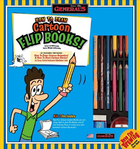 General Pencil 69102 Cartoon Flip Book Drawing Kit - Learn to Animate & Create DIY Animation Flip Books | Perfect for Beginners, Artists & Animation Enthusiasts
