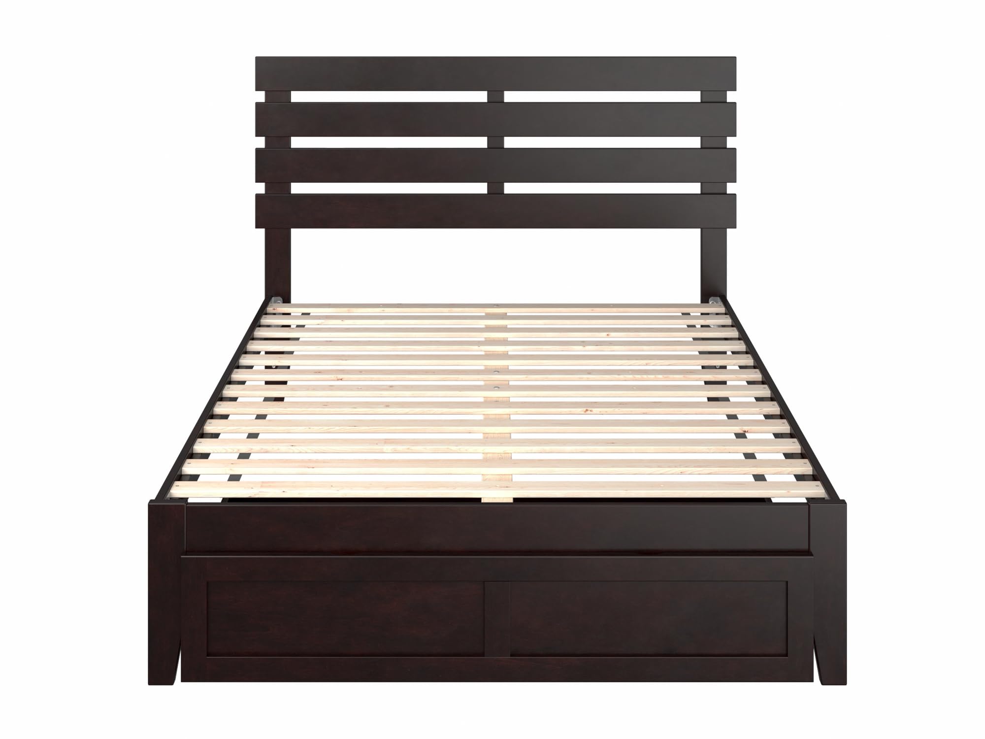 AFI Oxford Full Size Platform Bed Frame with Storage Drawer & USB Charging Station - Espresso Finish, Modern Bedroom Furniture for Small Spaces & Apartments