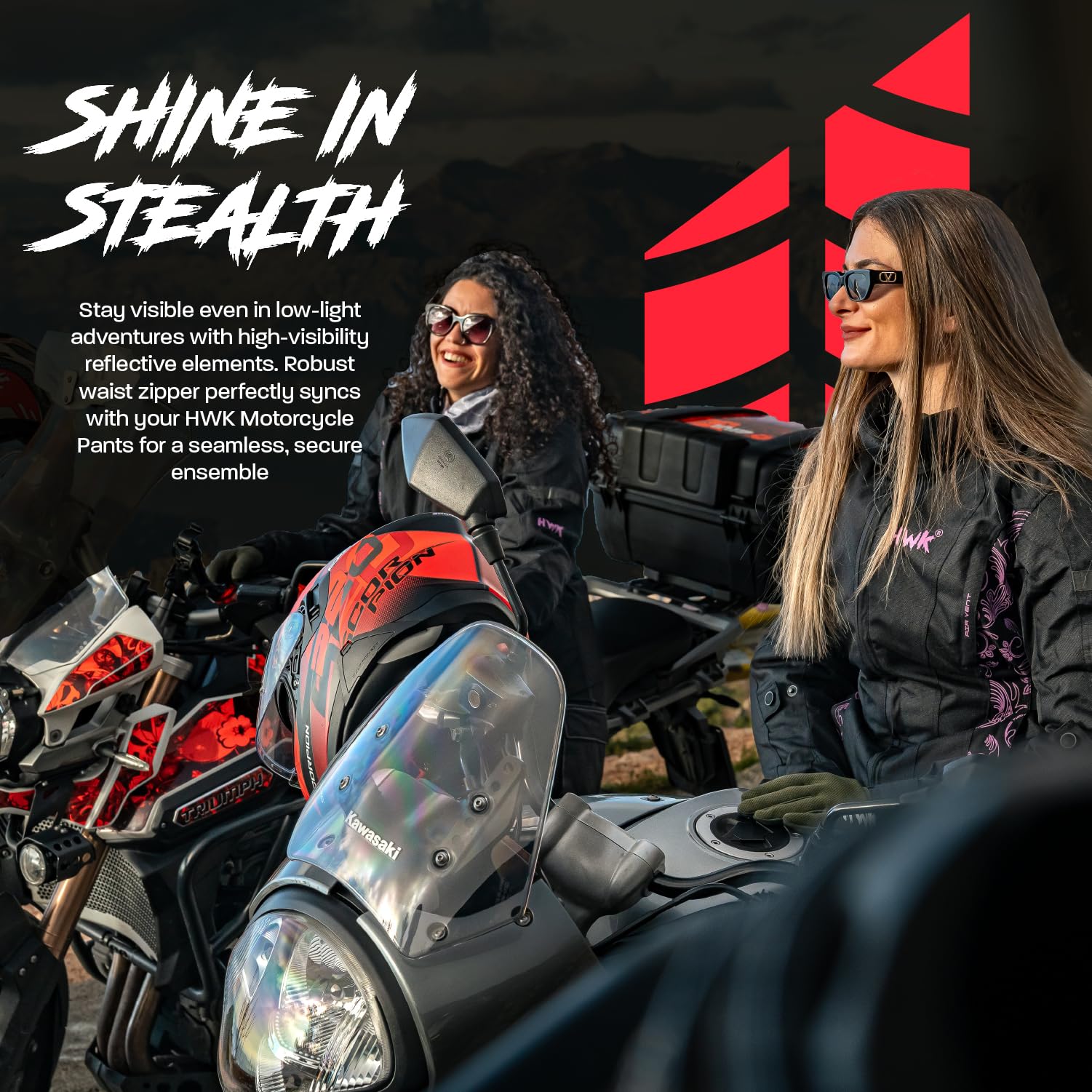 HWK Women's Motorcycle Jacket with CE Armor - Adventure & Touring Riding Gear for Enduro Motorbike