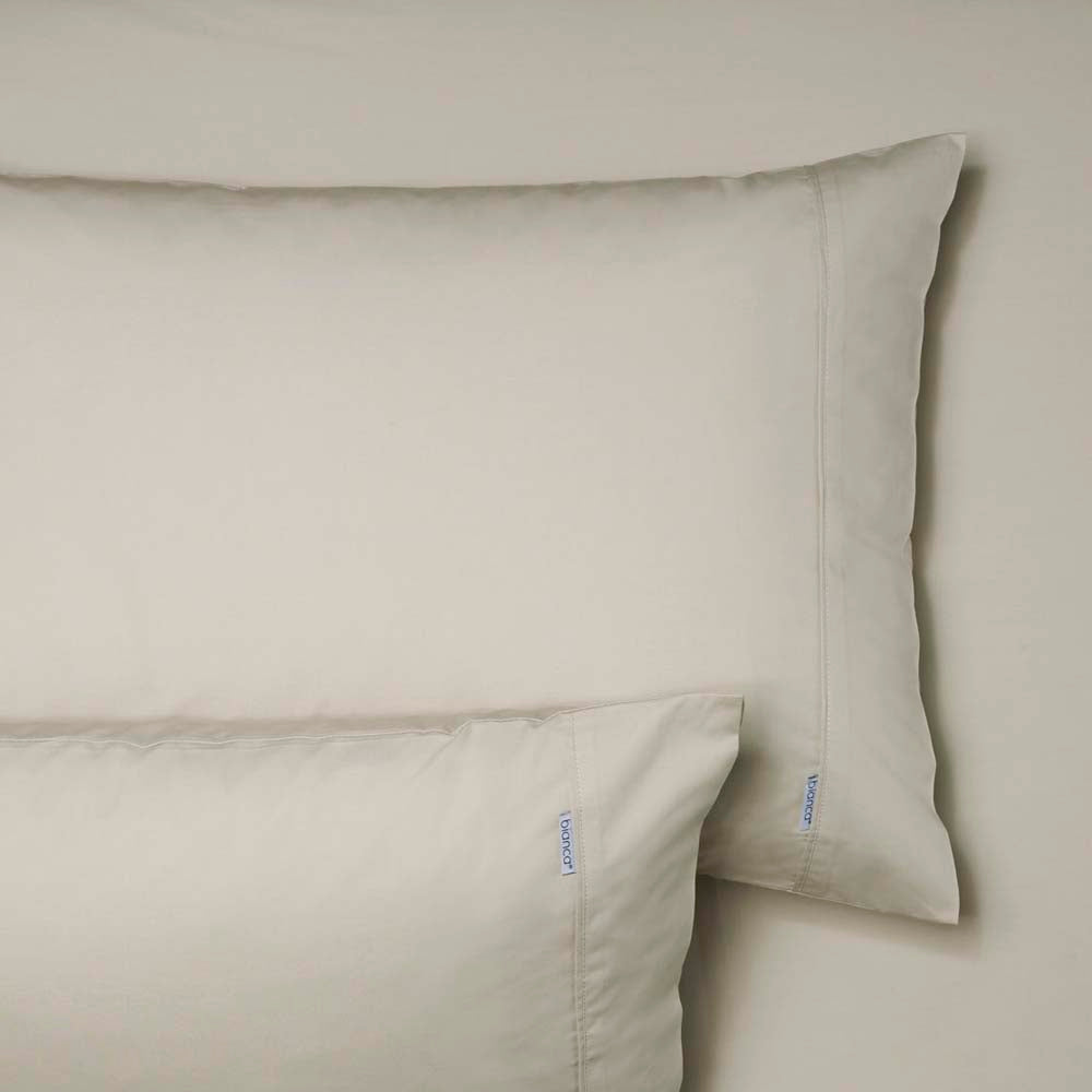 Heston 100% Cotton Percale Fitted Sheet & Pillowcase Set - 300 Thread Count Stone Color - Super King Size (50cm Deep Pocket) - Luxury Bedding for Hotels, Guest Rooms & Master Bedrooms