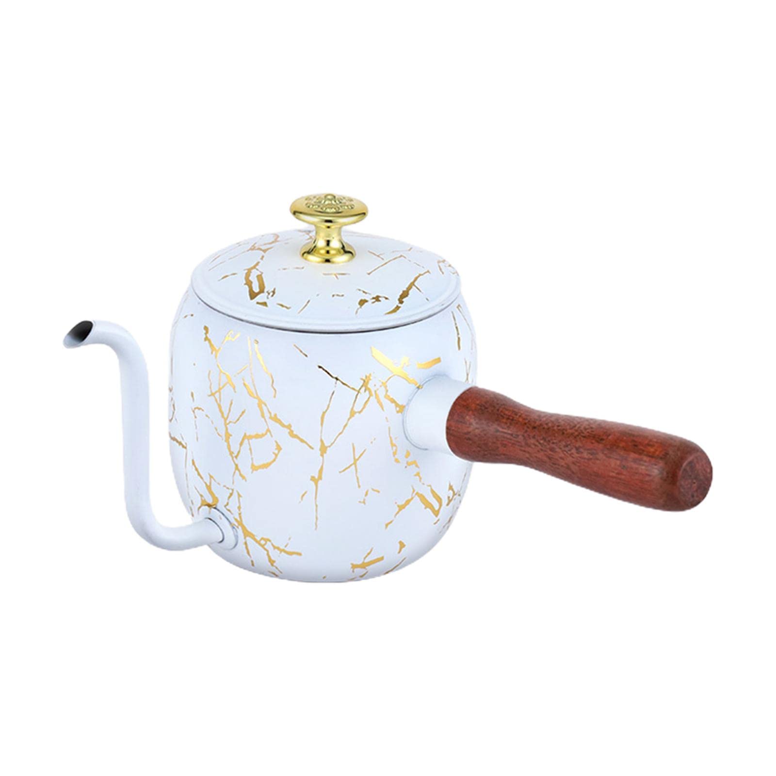 **MagiDeal Portable Gooseneck Electric Kettle with Wooden Handle - 500ml Stainless Steel Tea & Coffee Maker Kettle, Long Narrow Spout for Precise Pouring - Perfect for Home, Office, and Travel Use**