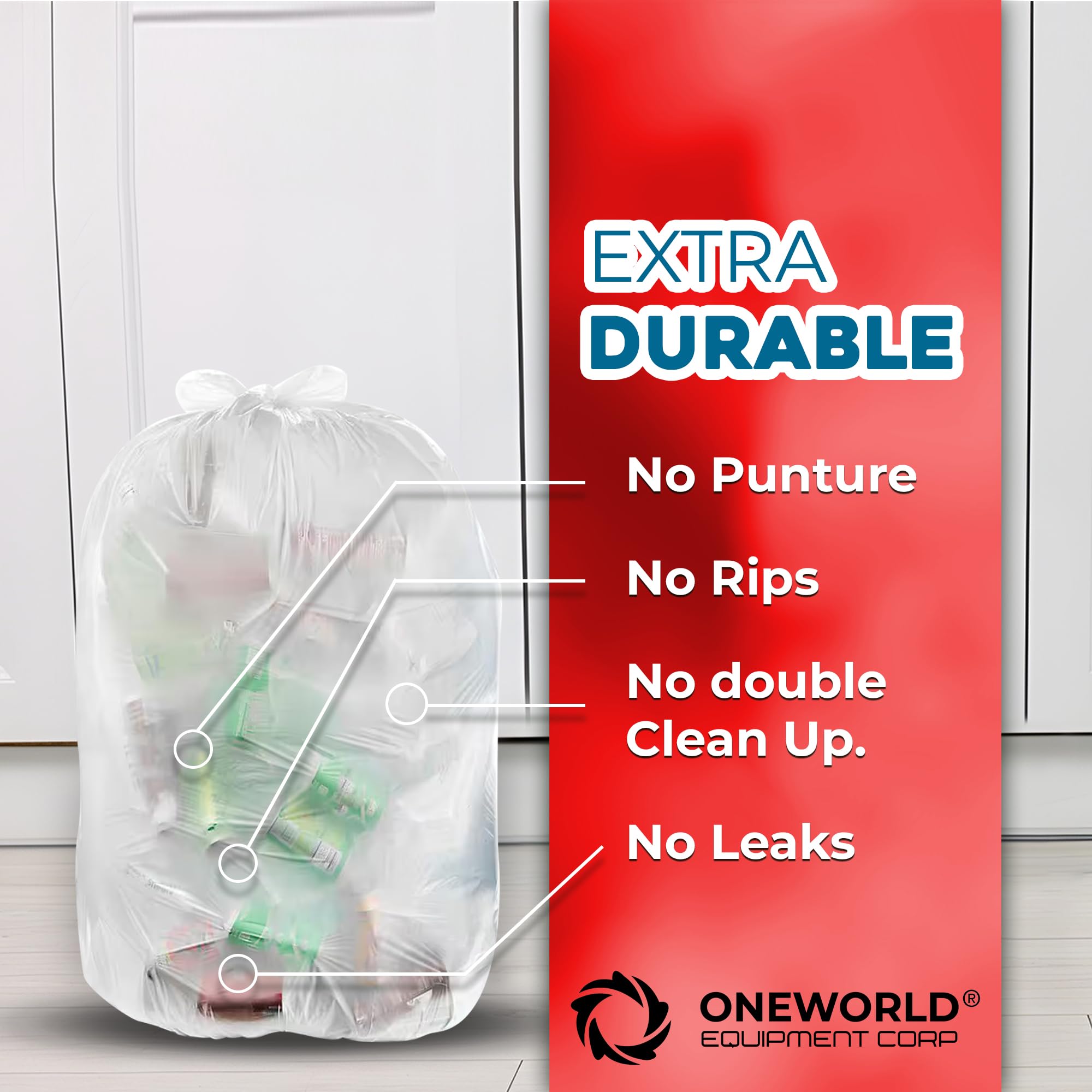 250 Pack Heavy Duty 40-45 Gallon White Trash Bags - Extra Large All Purpose Garbage Bags for Yard Waste, Recycling, Kitchen & Outdoor Use | Durable Leak Proof Waste Disposal Bags for Home, Office & Commercial Use