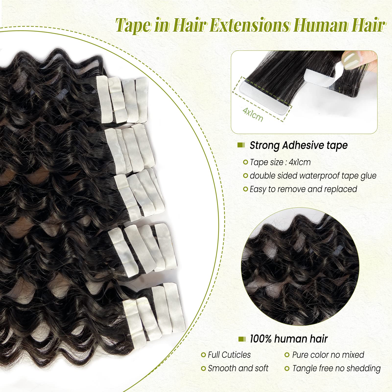Premium 20-Piece Tape in Hair Extensions - 100% Real Human Hair, Natural Black, 18 Inch, 50G - Double Sided for Short Hair - Perfect for Black Women's Styling, Volume Boost & Everyday Glam