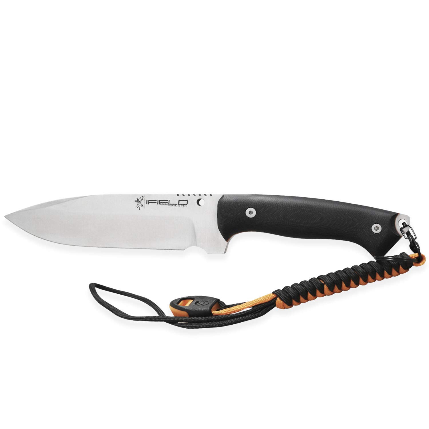 iFIELD Survival Knife with Satin Blade - Tactical Hunting & Camping Knife with Sheath - Outdoor Gear for Fishing, Hunting, Hiking & Survival Activities - Perfect for Campers, Adventurers & Preppers