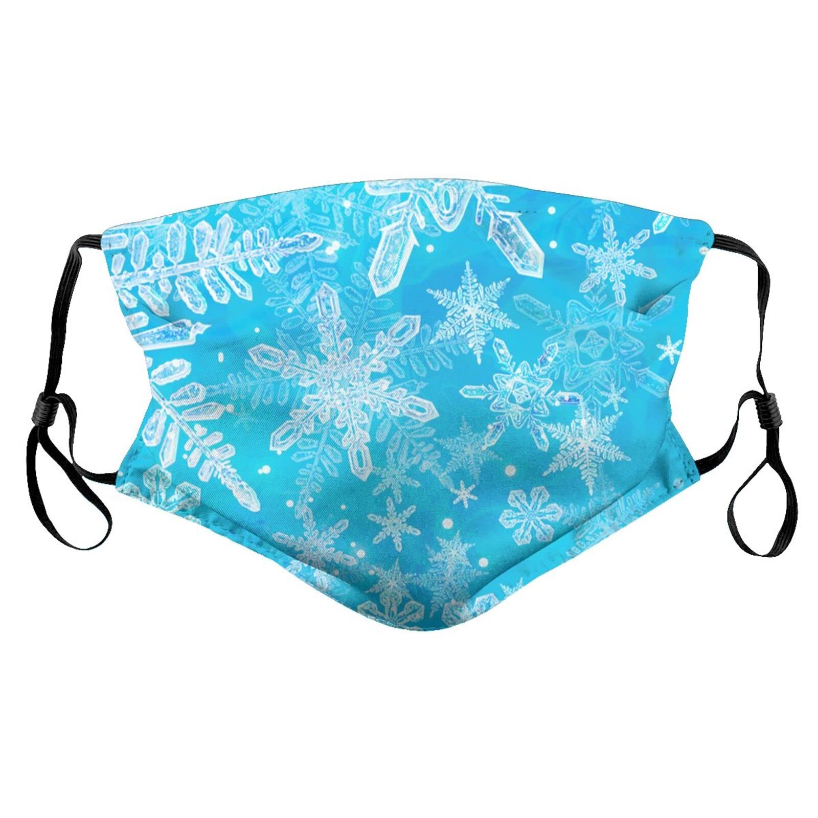 Washable Reusable 3D Christmas Snowflake Face Mask with 2 Replaceable Filters - Breathable Fabric for Winter Outdoor Activities & Holiday Gatherings