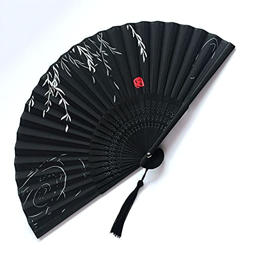 Vintage Silk Folding Fan - Chinese & Japanese Pattern Handheld Fan - 7 Inch Artisan Craft Gift for Home Decor, Dance Performance & Summer Cooling (Multiple Colors Available) - Perfect for Weddings, Tea Ceremonies & Cultural Events