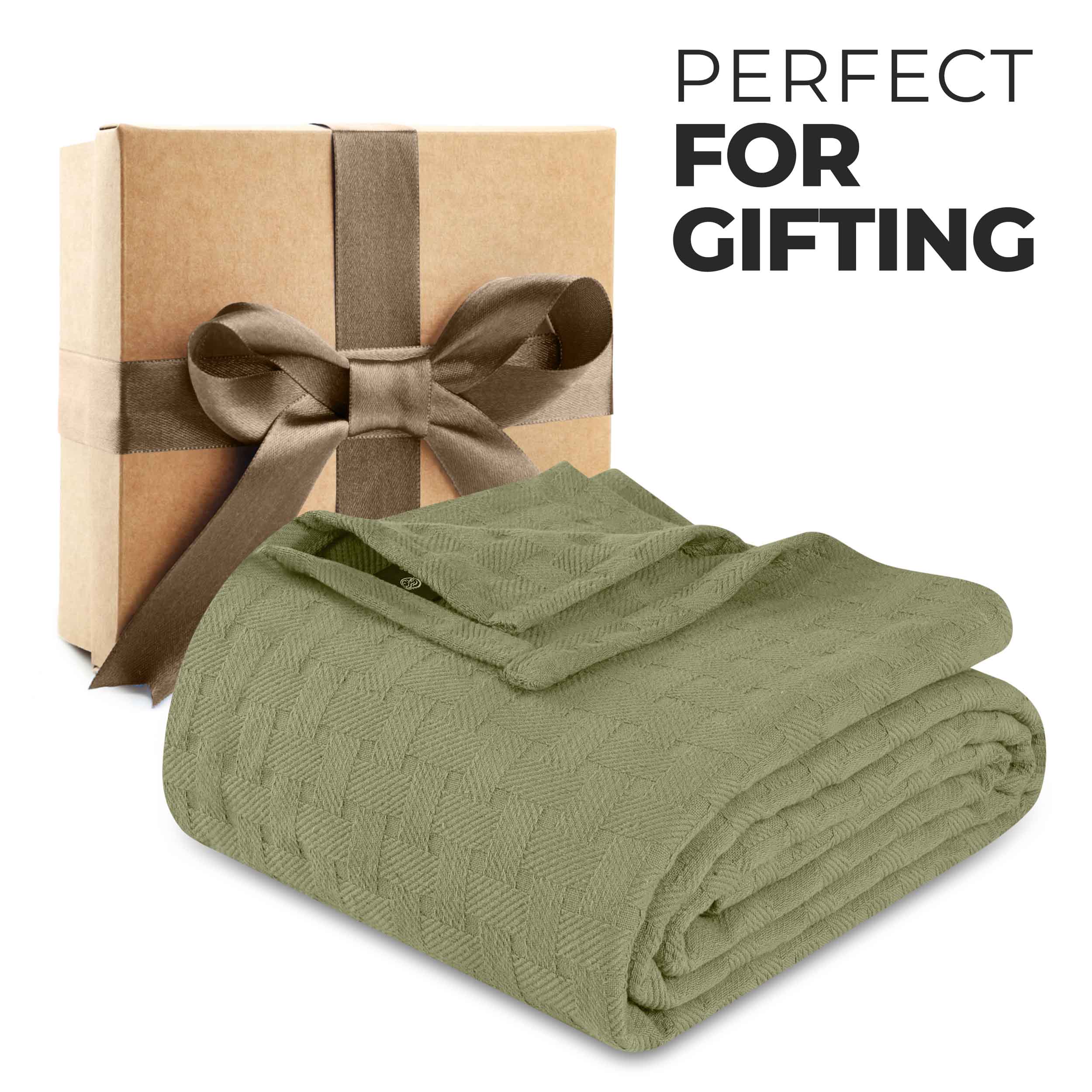Soft Basketweave All-Season Cotton Bed Blanket & Sofa Throw - Lightweight Breathable Blanket for Bedroom, Living Room, Travel and Outdoor Use