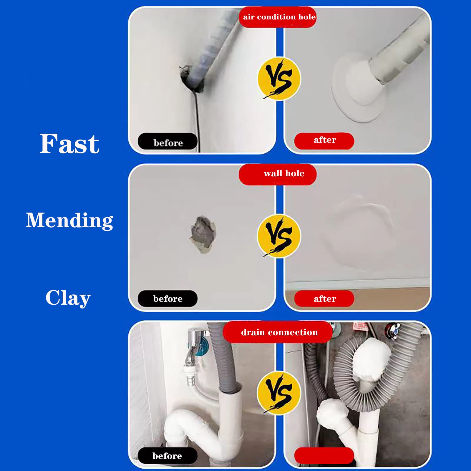 Duct Seal Repair Sealing Clay - 5 Pack White Seal Putty for Quick Mending | Drain Connections, Wall Holes & AC Vents | Waterproof, Flexible & Long-Lasting | Ideal for Plumbing, HVAC & Home Repairs