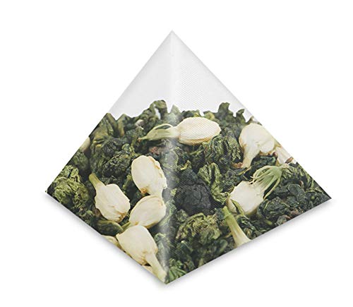 Premium Instant Jasmine Green Tea Bags - Fragrant Moli Lvcha in Pyramid Sachets (10 Count) | Relaxing Herbal Tea for Stress Relief & Afternoon Tea Time