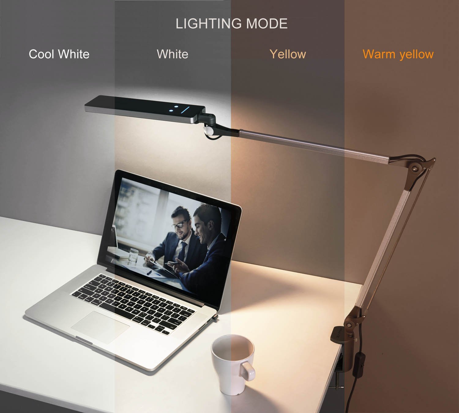 PHIVE LK-1 Architect Desk Lamp with Metal Swing Arm - Dimmable LED Workbench Light with 4 Lighting Modes & 6 Brightness Levels, Eye-Caring Task Lamp for Office, Drawing Table, Studio - Perfect for Architects, Designers & Night Study