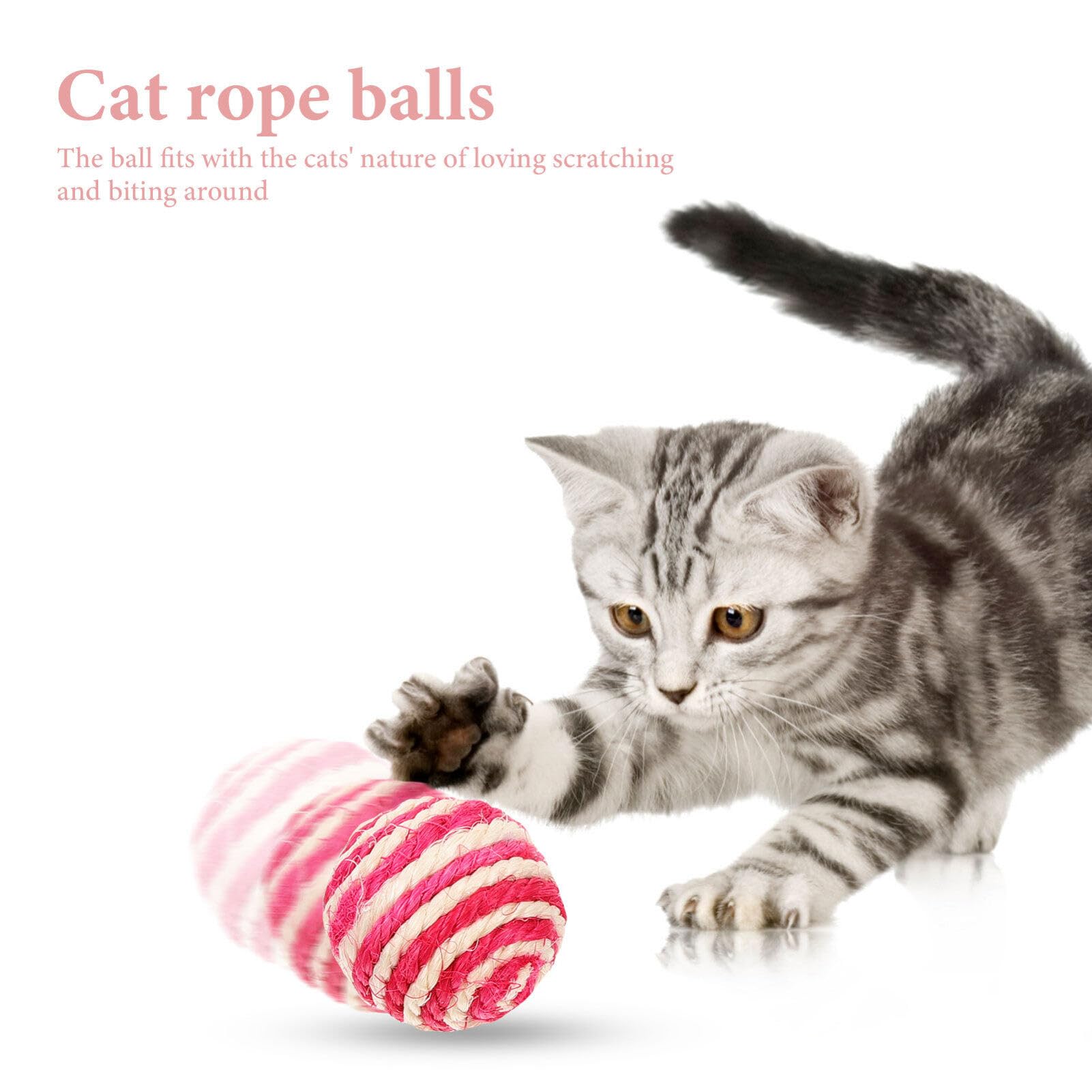 Balacoo 35-Pack Cat Sisal Ball Toys - Interactive Kitten Play, Scratch & Chew Toys with Rattle Sound - Durable Sisal Rope Woven Balls for Indoor Cats - Perfect for Playtime, Training & Exercise