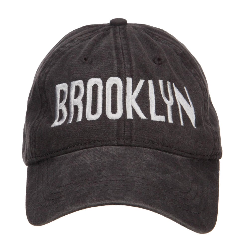 Brooklyn Embroidered Washed Cap - Vintage Baseball Hat for Men & Women - Adjustable Dad Hat for Casual Wear, Outdoor Activities & Street Fashion | e4Hats.com