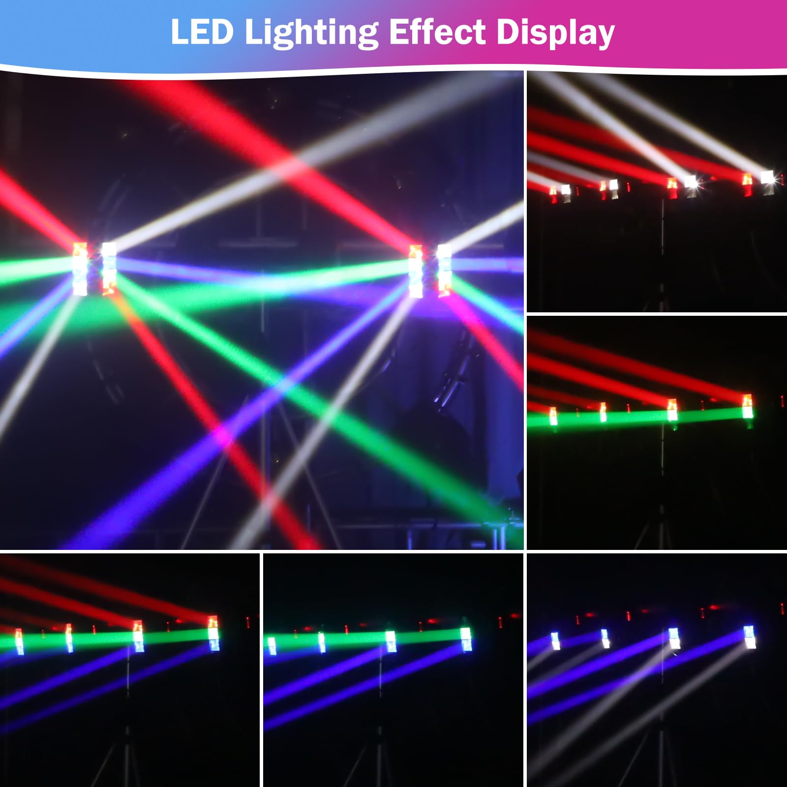 BETOPPER 8x3W RGBW LED Moving Head DJ Lights - Sound Activated & DMX-512 Control for Stage Lighting (2 Pack) | Perfect for Parties, Weddings, Clubs, Carnivals, Pubs and Disco Events