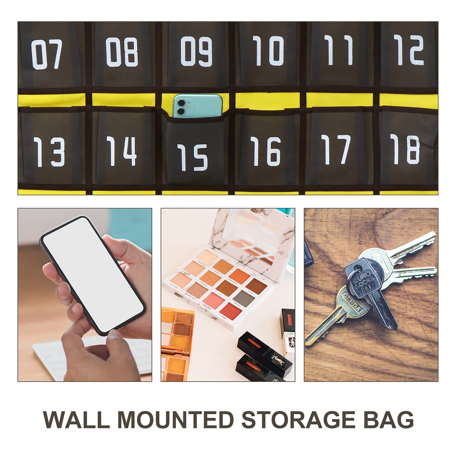 PartyKindom Hanging Phone Storage Organizer - Non-Woven Fabric Door Hanger with Numbered Pockets for Cell Phones, Watches & Office Supplies | Perfect for Closet Organization, Classroom Management & Party Planning