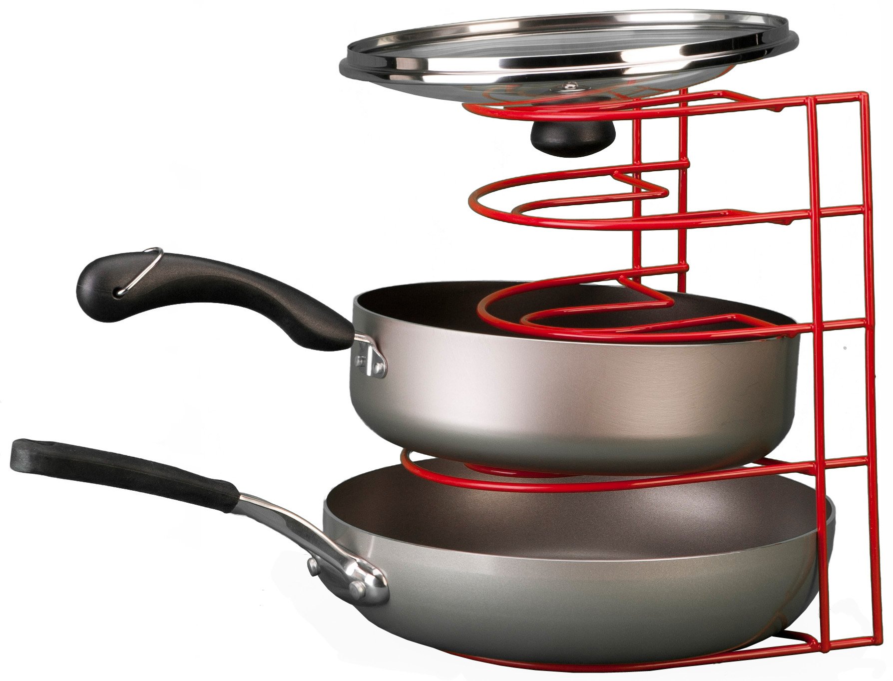 Grayline 40211 Non-Stick Frying Pan Organizer - Red Kitchen Utensil Holder for Pots, Pans & Lids - Perfect for Cabinet, Drawer & Pantry Storage Organization