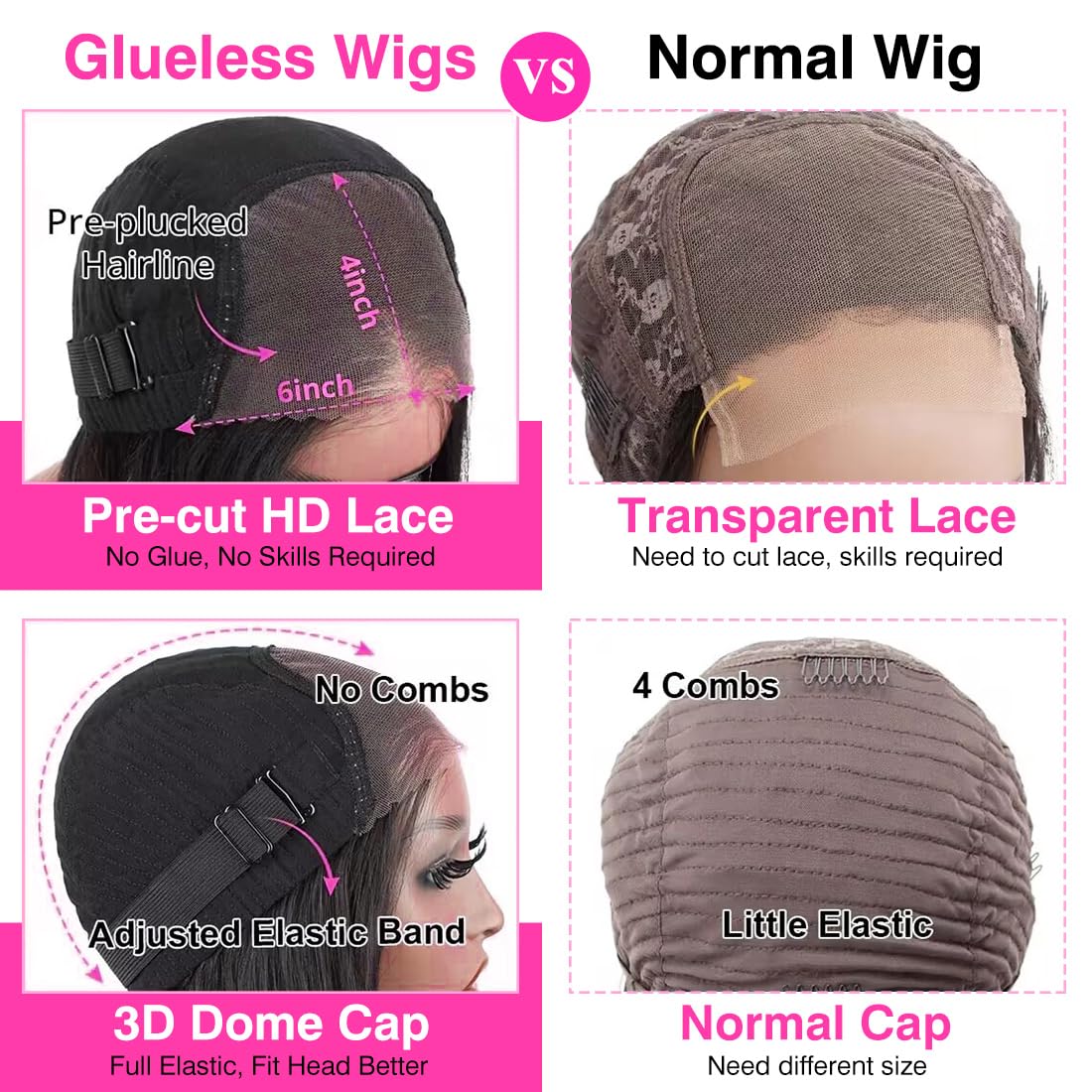30 Inch Glueless Human Hair Wigs with Pre Plucked HD Lace Front & Bleached Knots - Straight Lace Closure Wig for Natural Look | Perfect for Daily Wear, Cosplay, and Special Occasions