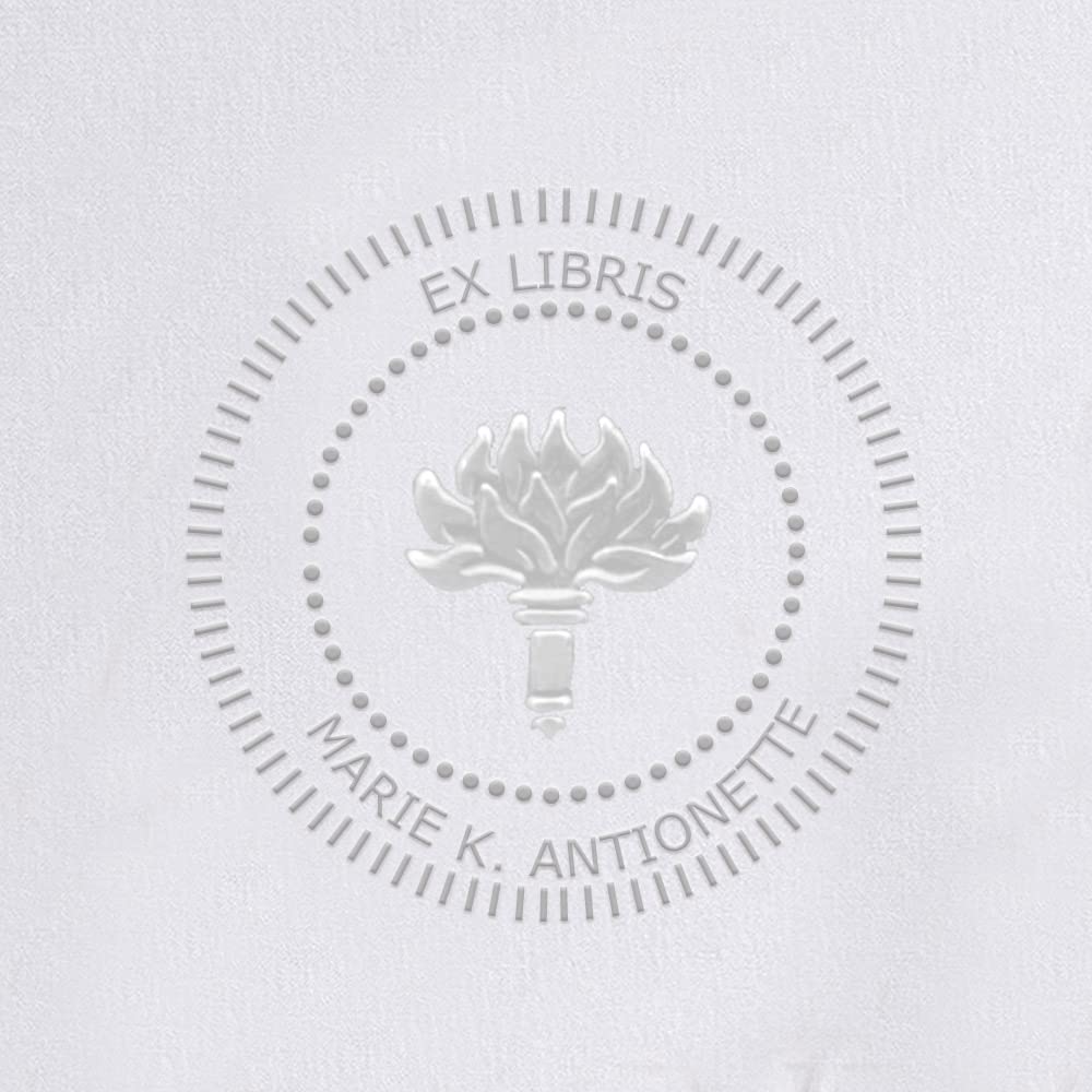 Personalized Book Embosser - Ex Libris Custom Library Stamp with Torch of Learning Design, Chrome Desk Seal for Book Lovers & Collectors - Perfect for Home Libraries, Book Clubs & Gift Giving