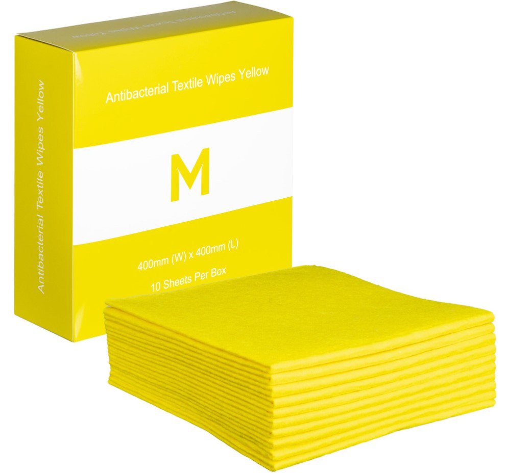 Antibacterial Cleaning Wipes 16x16 Inch 140gsm - 80 Pack Yellow Disposable Textile Wipes for Kitchen, Bathroom & Office Sanitizing