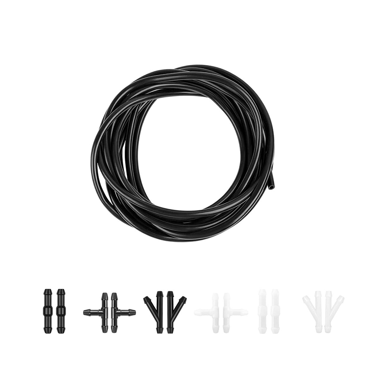 12PCS Universal Windshield Washer Hose Kit - Durable Rubber Wiper Fluid Tubing with Water Pump & Nozzle Connectors - Car Accessories for Most Vehicles | Perfect for DIY Car Maintenance & Windshield Cleaning
