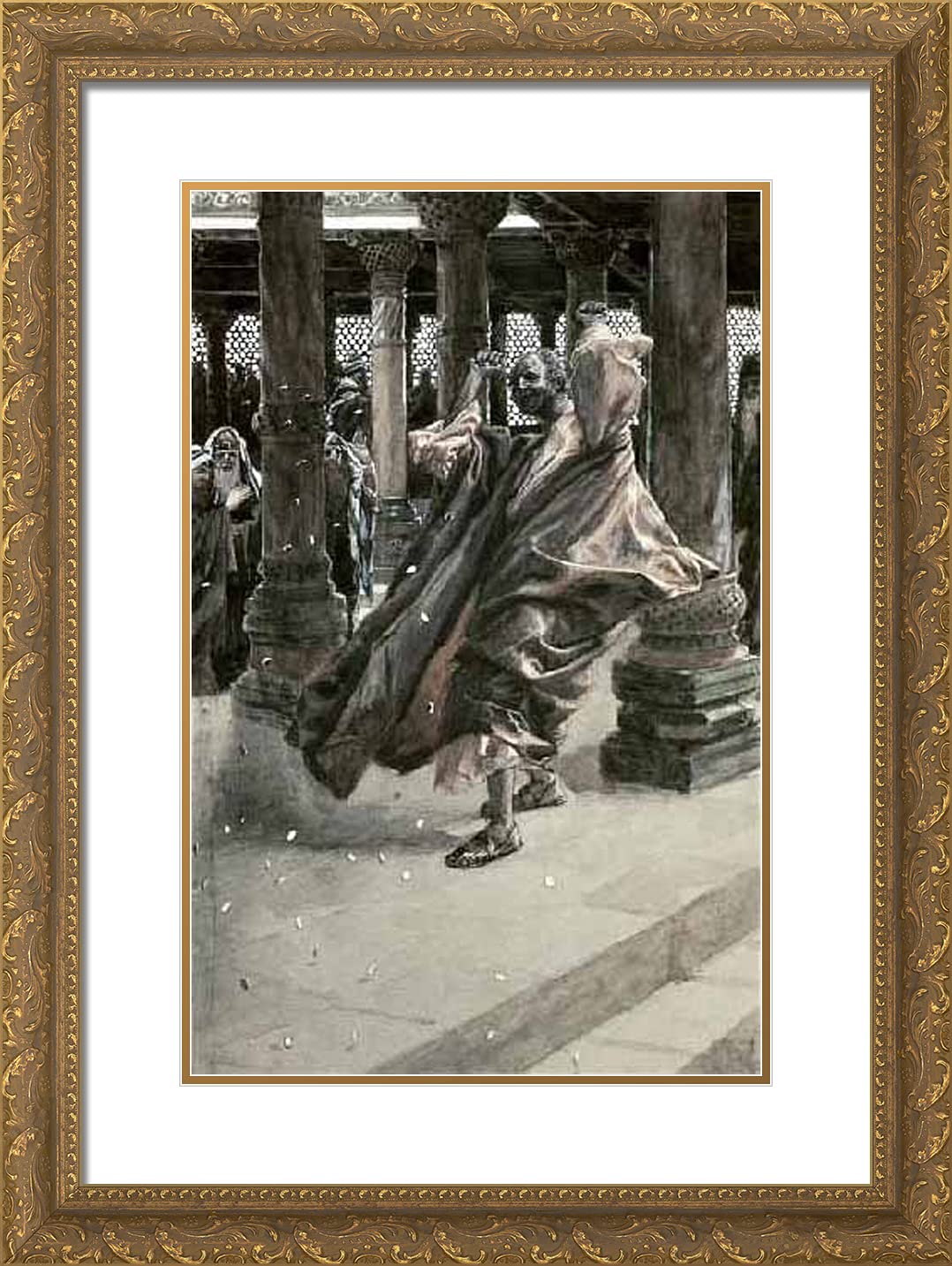 Tissot James 18x24 Gold Ornate Framed Art Print - Judas Repents and Returns the Price of Blood - Religious Wall Decor for Home, Church & Office