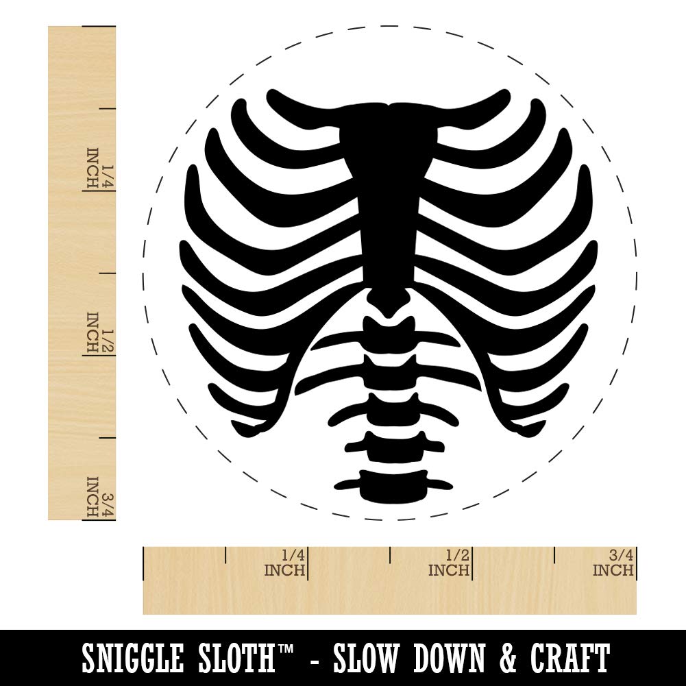 3/4 Inch Small Skeleton Rib Cage Rubber Stamp for DIY Crafting, Scrapbooking & Planner Decoration - Perfect for Halloween, Gothic Art Projects & Journal Embellishments