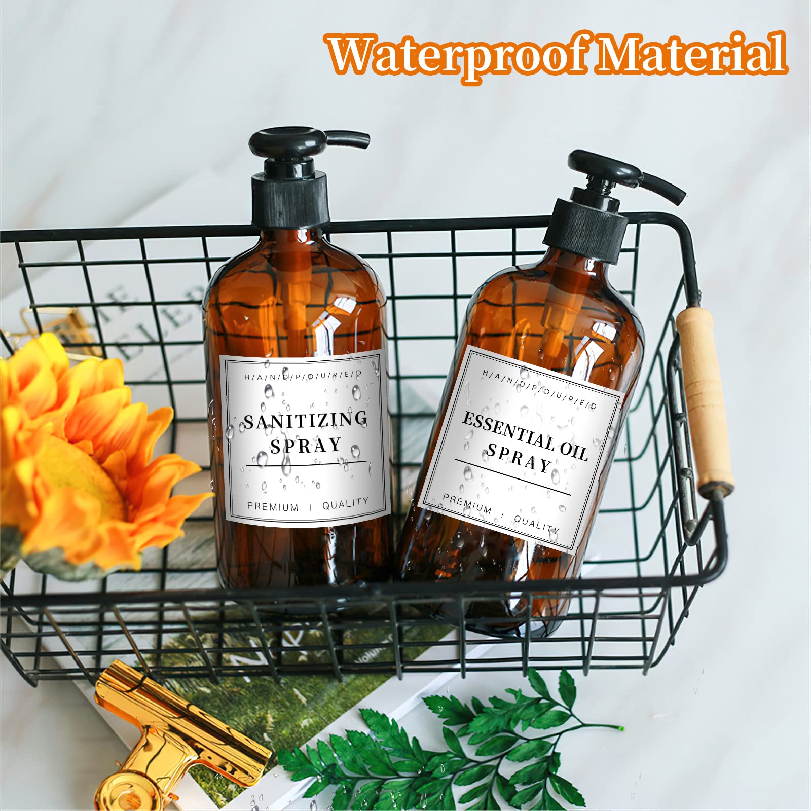 36PCS Waterproof Removable Labels for Bottles - Hand Soap, Lotion, Shampoo & Conditioner Dispenser Stickers - Bathroom & Kitchen Organization for Glass/Plastic Containers - Perfect for Home, Office & Travel Use
