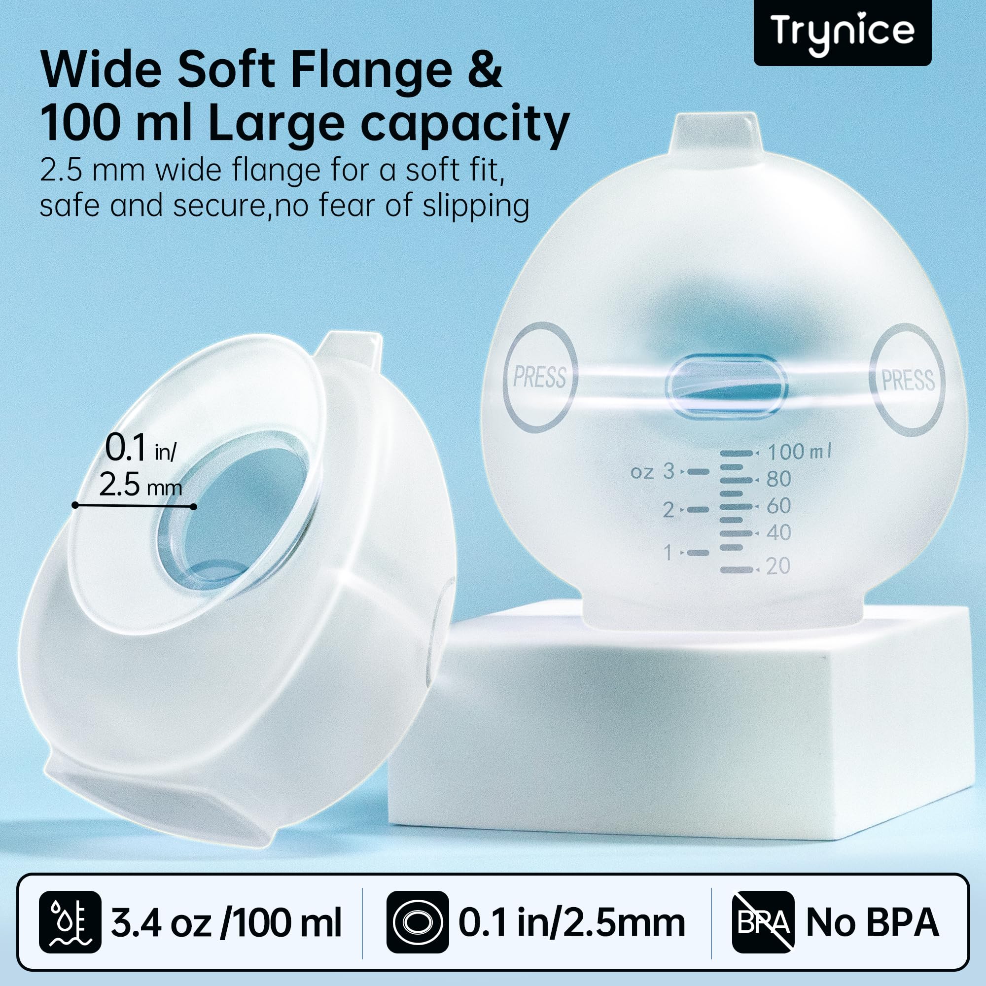 Wearable Hands-Free Breast Pump | Manual Silicone Milk Collector Shell for Nursing Moms | 3.4oz/100ml Breastfeeding Essentials (2-Pack) – Perfect for Discreet Pumping at Work, Travel & On-the-Go