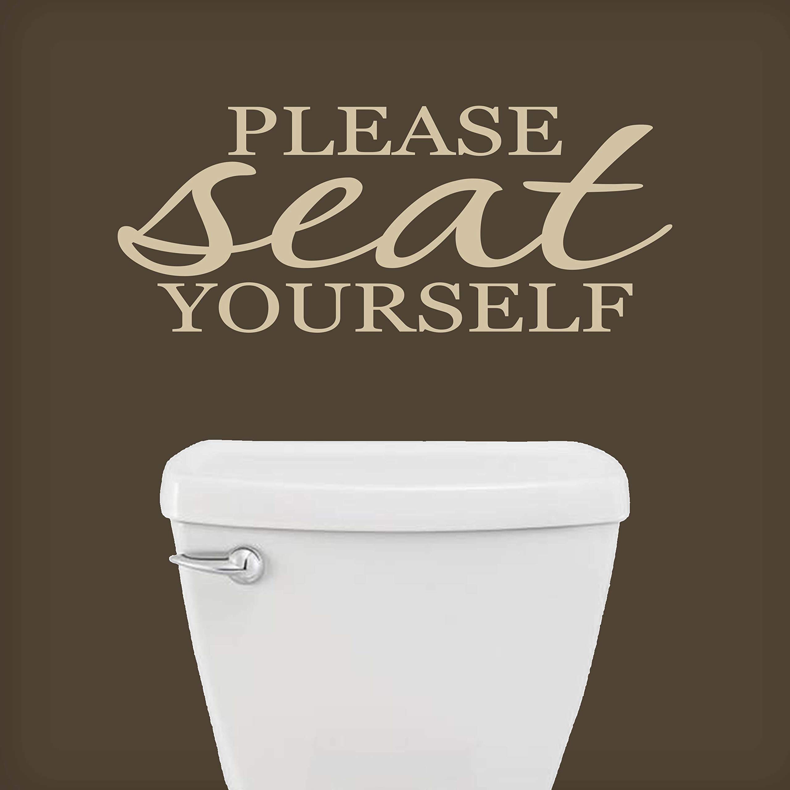 Funny Vinyl Wall Decal - 'Seat Yourself' Bathroom Decor (55x22 Tan) for Home & Office