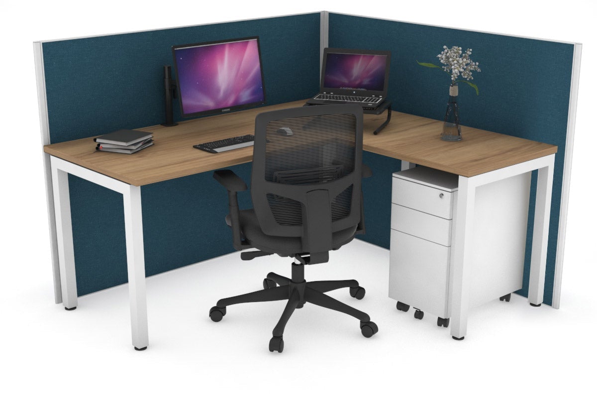 Horizon Quadro Square Legs L-Shaped Corner Office Desk - 1400mm x 1700mm, Modern Home Office Furniture for Small Spaces, Perfect for Workstations, Gaming & Study Areas